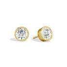 Jolie Round Bezel Solitaire Lab-Grown Diamond Stud Earrings in 14K Yellow Gold, front view