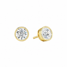 Jolie Round Bezel Solitaire Lab-Grown Diamond Stud Earrings in 14K Yellow Gold, front view