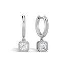 Giselle Asscher Bezel Drop Huggie Hoop Lab-Grown Diamond Earrings in 14K White Gold, front view