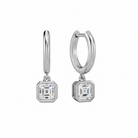 Giselle Asscher Bezel Drop Huggie Hoop Lab-Grown Diamond Earrings in 14K White Gold, front view