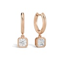 Giselle Asscher Bezel Drop Huggie Hoop Lab-Grown Diamond Earrings in 14K Rose Gold, front view