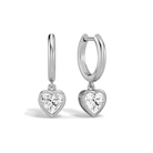 Giselle Heart Bezel Drop Huggie Hoop Lab-Grown Diamond Earrings in Platinum, front view