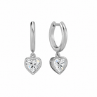 Giselle Heart Bezel Drop Huggie Hoop Lab-Grown Diamond Earrings in 18K White Gold, front view