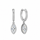 Giselle Marquise Bezel Drop Huggie Hoop Lab-Grown Diamond Earrings in 14K White Gold, front view