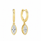 Giselle Marquise Bezel Drop Huggie Hoop Lab-Grown Diamond Earrings in 14K Yellow Gold, front view