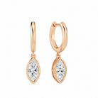 Giselle Marquise Bezel Drop Huggie Hoop Lab-Grown Diamond Earrings in 14K Rose Gold, front view