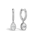 Giselle Oval Bezel Drop Huggie Hoop Lab-Grown Diamond Earrings in Platinum, front view