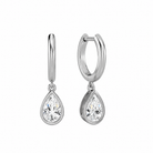 Giselle Pear Bezel Drop Huggie Hoop Lab-Grown Diamond Earrings in Platinum, front view