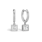 Giselle Princess Bezel Drop Huggie Hoop Lab-Grown Diamond Earrings in Platinum, front view