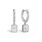 Giselle Radiant Bezel Drop Huggie Hoop Lab-Grown Diamond Earrings in Platinum, front view
