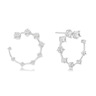 Kallista Graduated Open Hoop Lab-Grown Diamond Earrings in 14K White Gold, front view