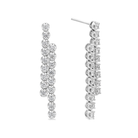 Ophelia Two-Row Cascade Dangle Lab-Grown Diamond Earrings in 18K White Gold, front view