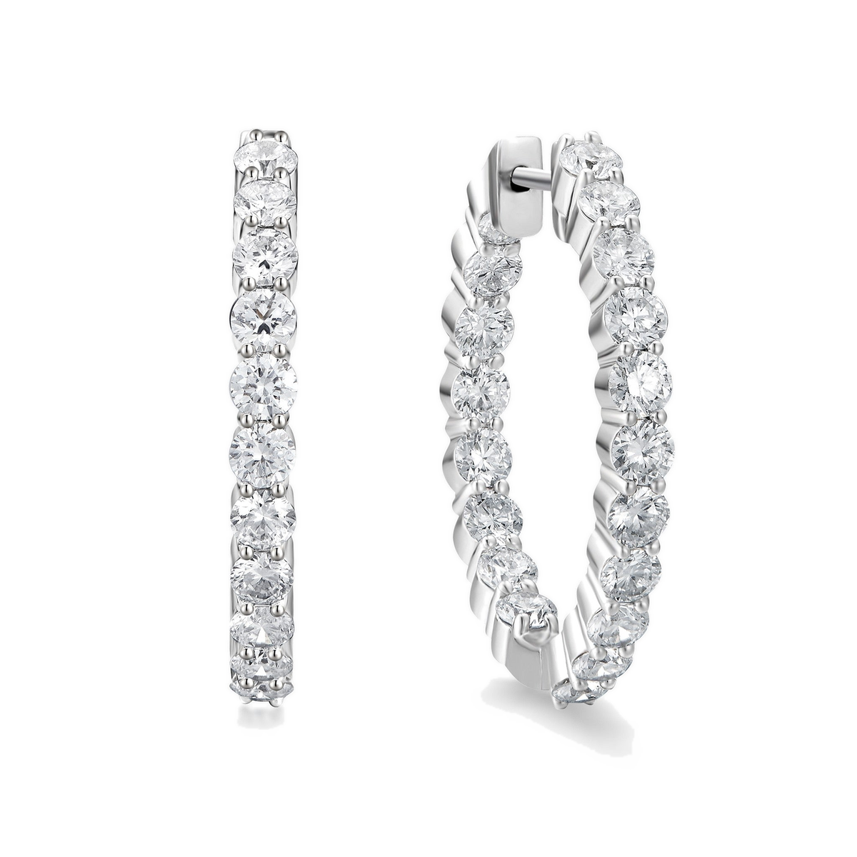 Quinn Inside-Out Hoop Lab-Grown Diamond Earrings in 14K White Gold, front view