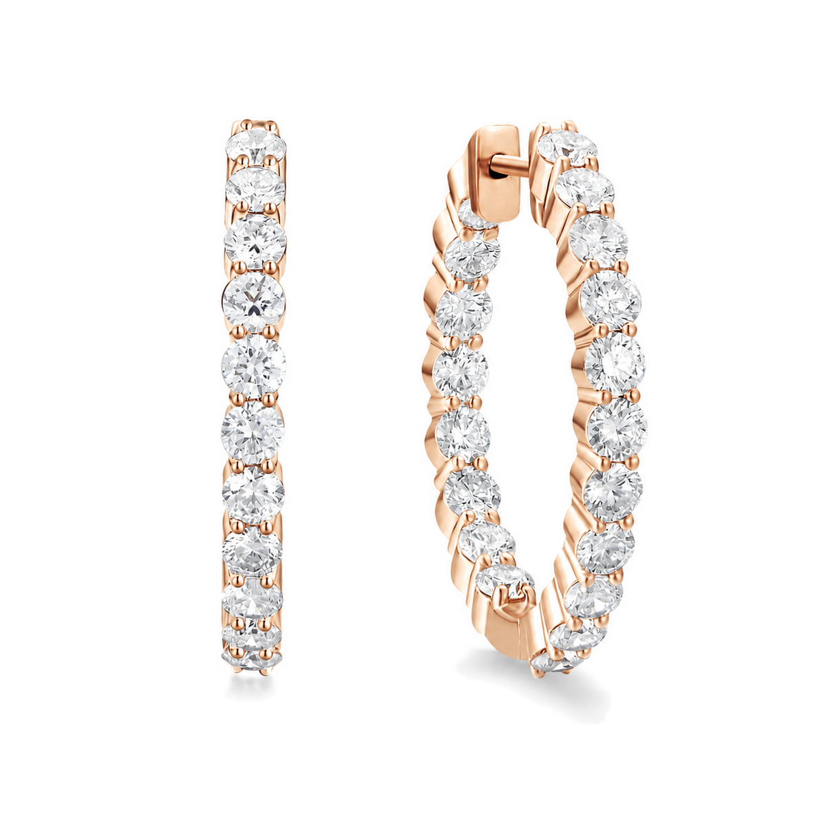 Quinn Inside-Out Hoop Lab-Grown Diamond Earrings in 14K Rose Gold, front view