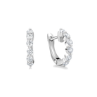 Xanthe Shared Prong Huggie Hoop Lab-Grown Diamond Earrings in 18K White Gold, front view