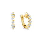 Xanthe Shared Prong Huggie Hoop Lab-Grown Diamond Earrings in 14K Yellow Gold, front view