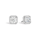 Seren Asscher Halo Lab-Grown Diamond Stud Earrings in 18K White Gold, front view