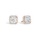 Seren Asscher Halo Lab-Grown Diamond Stud Earrings in 14K Rose Gold, front view