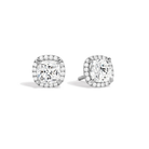 Seren Cushion Halo Lab-Grown Diamond Stud Earrings in 14K White Gold, front view