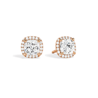 Seren Cushion Halo Lab-Grown Diamond Stud Earrings in 14K Rose Gold, front view