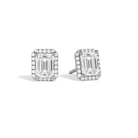 Seren Emerald Halo Lab-Grown Diamond Stud Earrings in Platinum, front view
