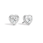 Seren Heart Halo Lab-Grown Diamond Stud Earrings in 18K White Gold, front view
