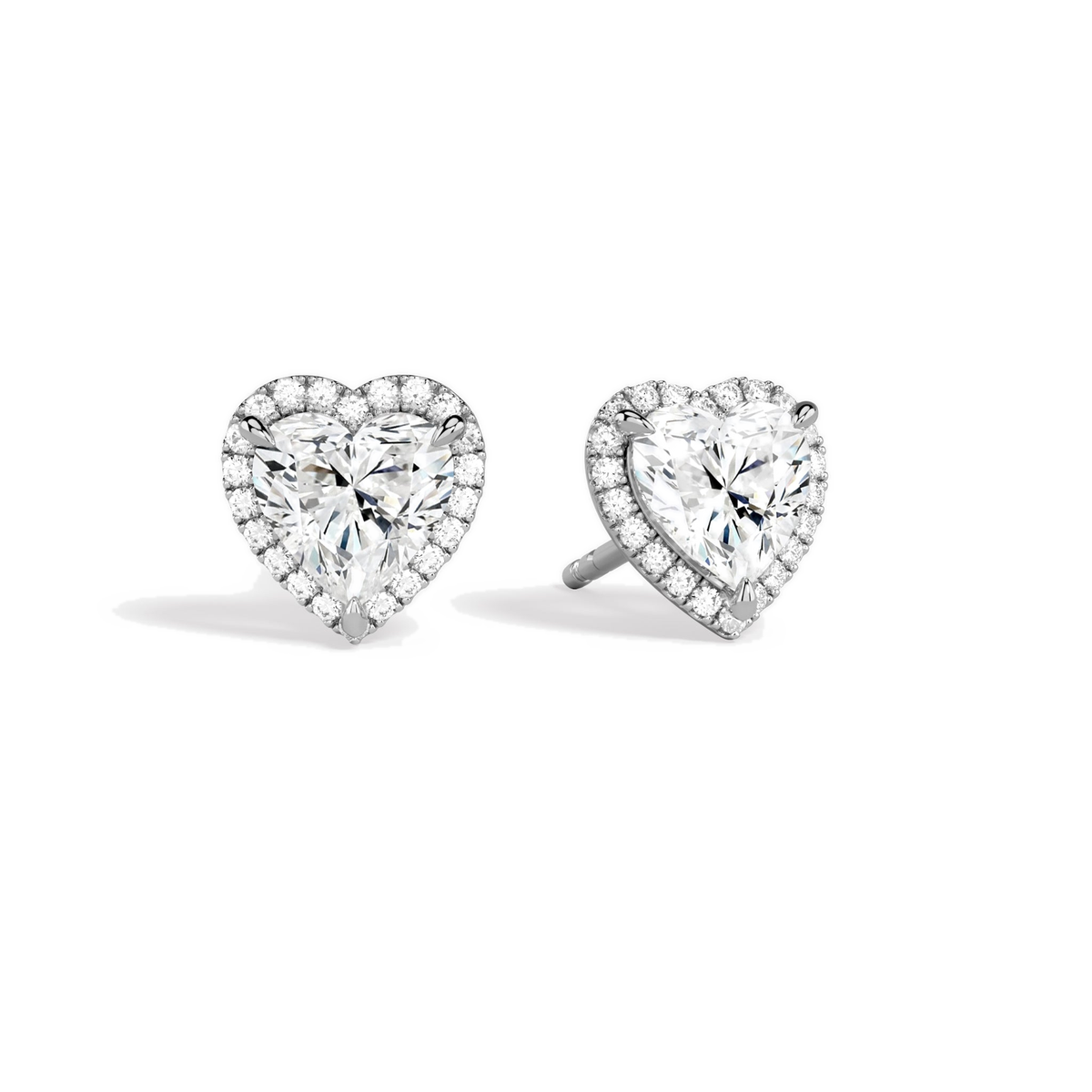 Seren Heart Halo Lab-Grown Diamond Stud Earrings in Platinum, front view