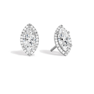 Seren Marquise Halo Lab-Grown Diamond Stud Earrings in 18K White Gold, front view