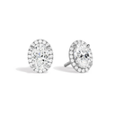 Seren Oval Halo Lab-Grown Diamond Stud Earrings in 14K White Gold, front view