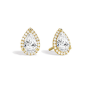 Seren Pear Halo Lab-Grown Diamond Stud Earrings in 18K Yellow Gold, front view