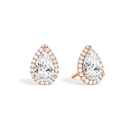 Seren Pear Halo Lab-Grown Diamond Stud Earrings in 14K Rose Gold, front view