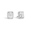 Seren Radiant Halo Lab-Grown Diamond Stud Earrings in Platinum, front view