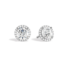 Seren Round Halo Lab-Grown Diamond Stud Earrings in 18K White Gold, front view