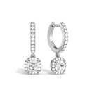 Bellamy Cushion Luxe Drop Huggie Hoop Lab-Grown Diamond Earrings in Platinum, front view