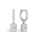Bellamy Emerald Luxe Drop Huggie Hoop Lab-Grown Diamond Earrings in Platinum, front view