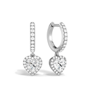 Bellamy Heart Luxe Drop Huggie Hoop Lab-Grown Diamond Earrings in Platinum, front view