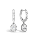 Bellamy Oval Luxe Drop Huggie Hoop Lab-Grown Diamond Earrings in 14K White Gold, front view