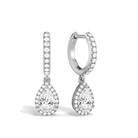 Bellamy Pear Luxe Drop Huggie Hoop Lab-Grown Diamond Earrings in 14K White Gold, front view