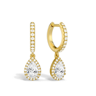 Bellamy Pear Luxe Drop Huggie Hoop Lab-Grown Diamond Earrings in 14K Yellow Gold, front view
