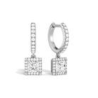 Bellamy Princess Luxe Drop Huggie Hoop Lab-Grown Diamond Earrings in Platinum, front view