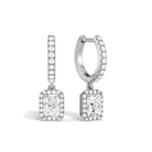 Bellamy Radiant Luxe Drop Huggie Hoop Lab-Grown Diamond Earrings in 18K White Gold, front view
