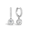 Bellamy Round Luxe Drop Huggie Hoop Lab-Grown Diamond Earrings in 14K White Gold, front view