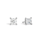Eira Asscher Solitaire 4-Prong Lab-Grown Diamond Stud Earrings in Platinum, front view