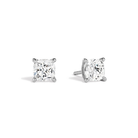 Eira Cushion Solitaire 4-Prong Lab-Grown Diamond Stud Earrings in 14K White Gold, front view