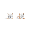 Eira Cushion Solitaire 4-Prong Lab-Grown Diamond Stud Earrings in 14K Rose Gold, front view