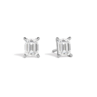 Eira Emerald Solitaire 4-Prong Lab-Grown Diamond Stud Earrings in Platinum, front view