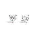 Eira Heart Solitaire 4-Prong Lab-Grown Diamond Stud Earrings in 18K White Gold, front view