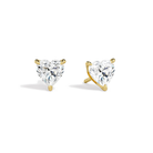 Eira Heart Solitaire 4-Prong Lab-Grown Diamond Stud Earrings in 14K Yellow Gold, front view