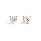 Eira Heart Solitaire 4-Prong Lab-Grown Diamond Stud Earrings in 14K Rose Gold, front view
