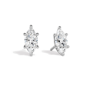 Eira Marquise Solitaire 4-Prong Lab-Grown Diamond Stud Earrings in 14K White Gold, front view